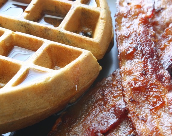 Kerrygold Cheddar, Bacon, and Green Onion Waffles
