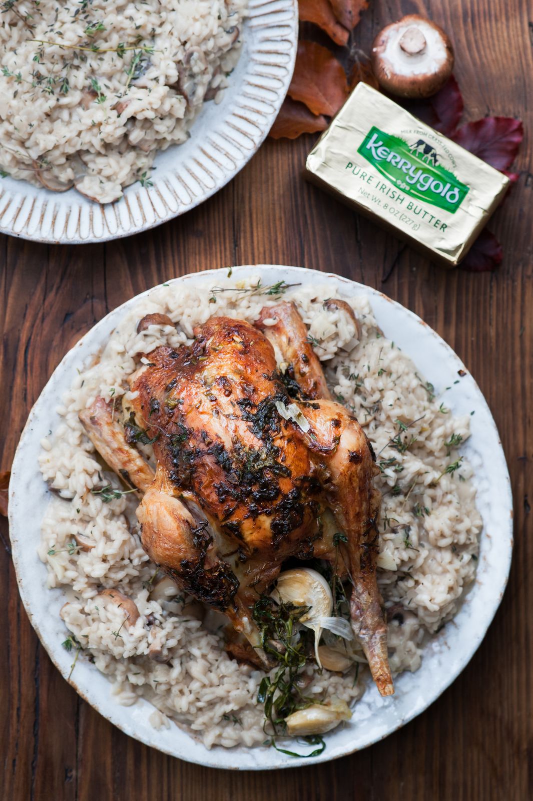 Roast Tarragon Chicken with Chestnut Mushroom Risotto Recipe