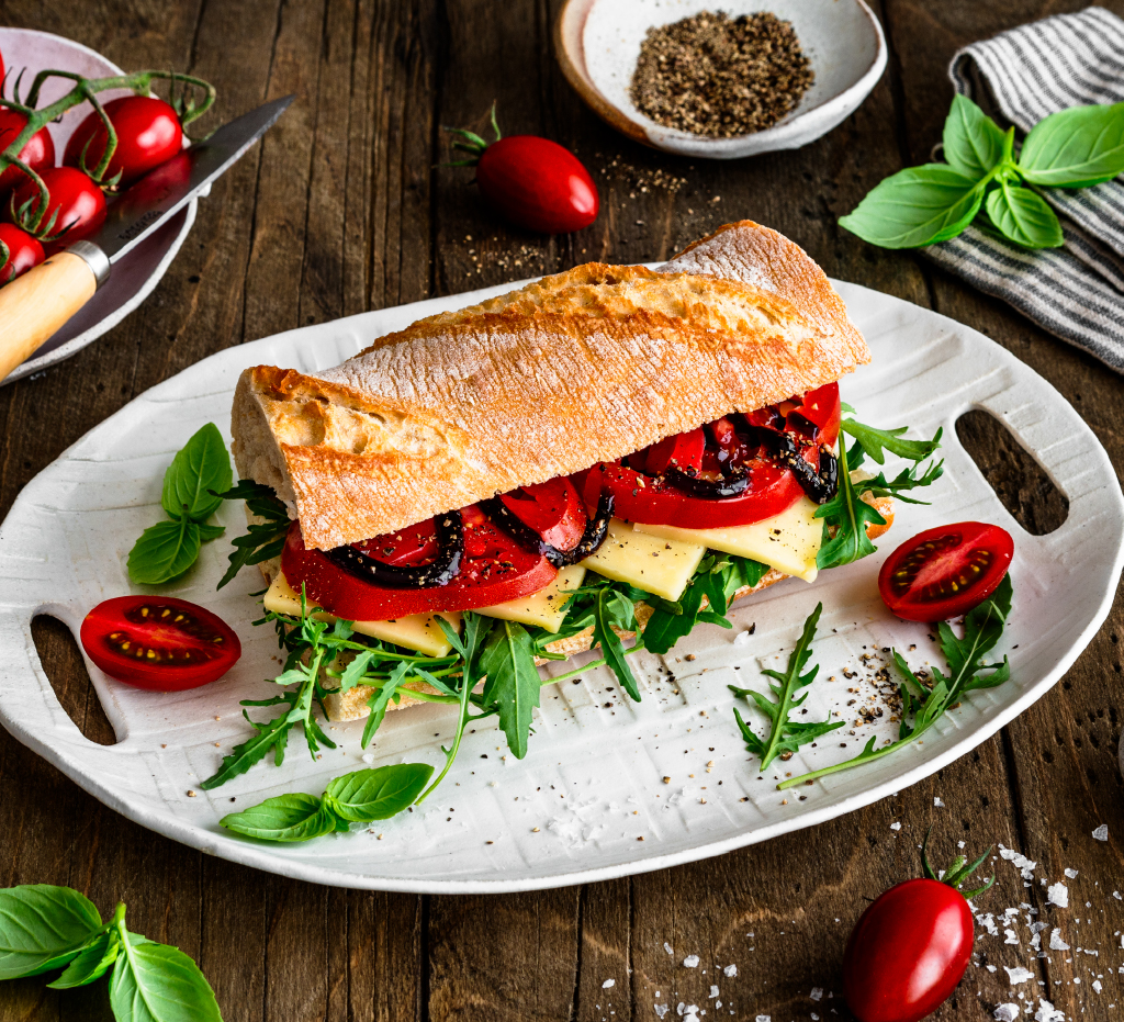 Tomato & Rocket Ciabatta with Balsamic Glaze