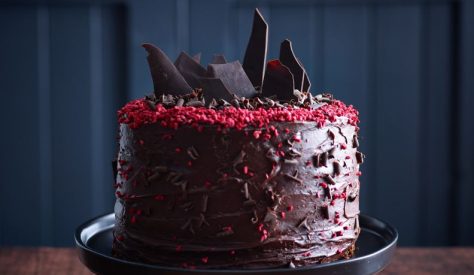 This decadent, delicious chocolate cake is a real showstopper! Topped with chocolate shards and freeze dried raspberries, our Kerrygold Softer Butter makes an outstanding sponge.  