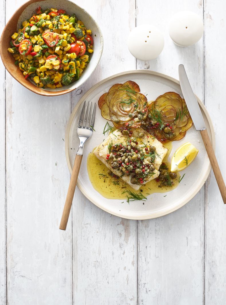 Roasted Cod with Lemon and Caper Butter and Pommes Anna Recipe ...