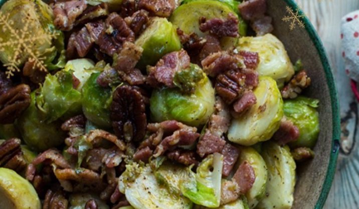 Smoked Bacon and Pecan Brussel Sprouts with Shallot Butter