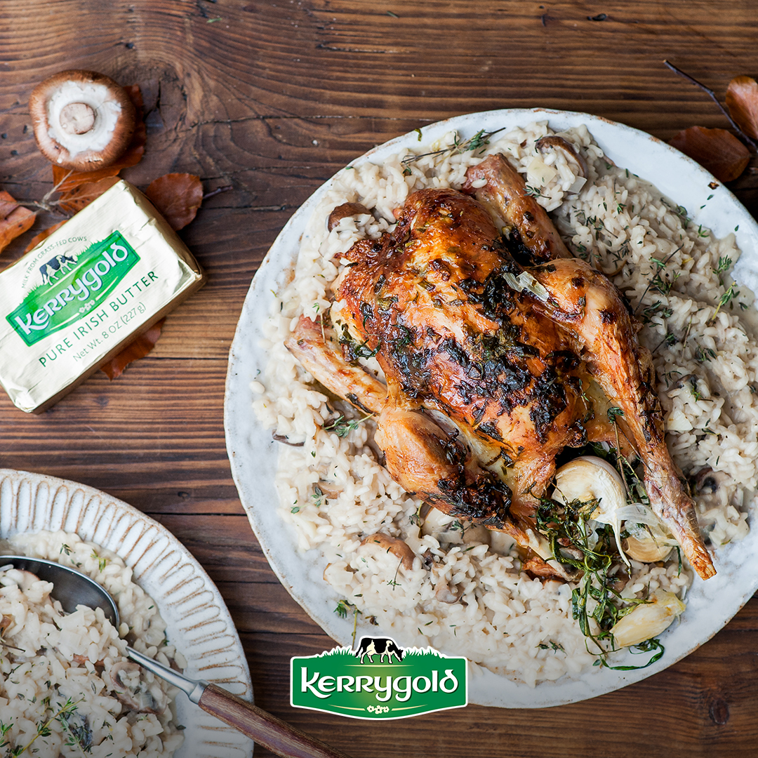 Roast Tarragon Chicken with Chestnut Mushroom Risotto Recipe